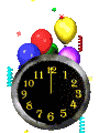 Zegar z balonami wybijający Nowy Rok
